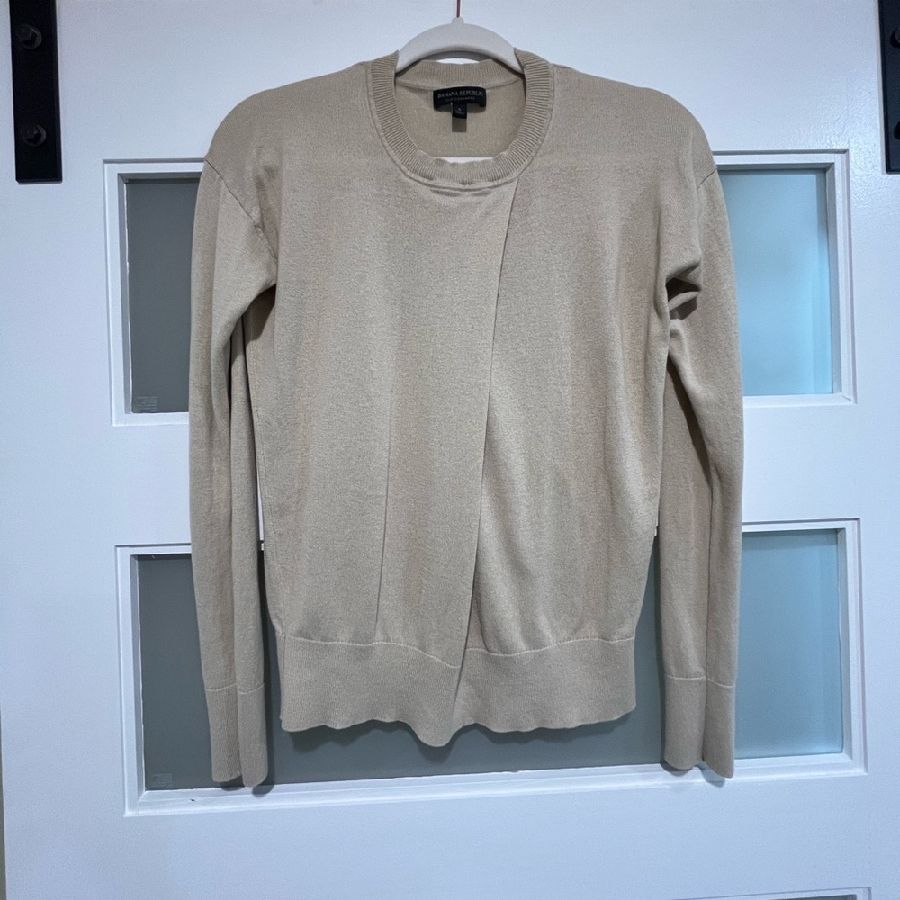 Banana Republic - Tan Silk Cashmere Drape Sweater Size Small